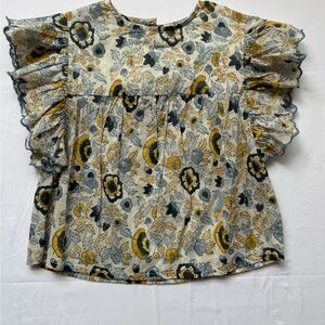 Louis Louise girls boho Floral Ruffle Sleeve Blouse
